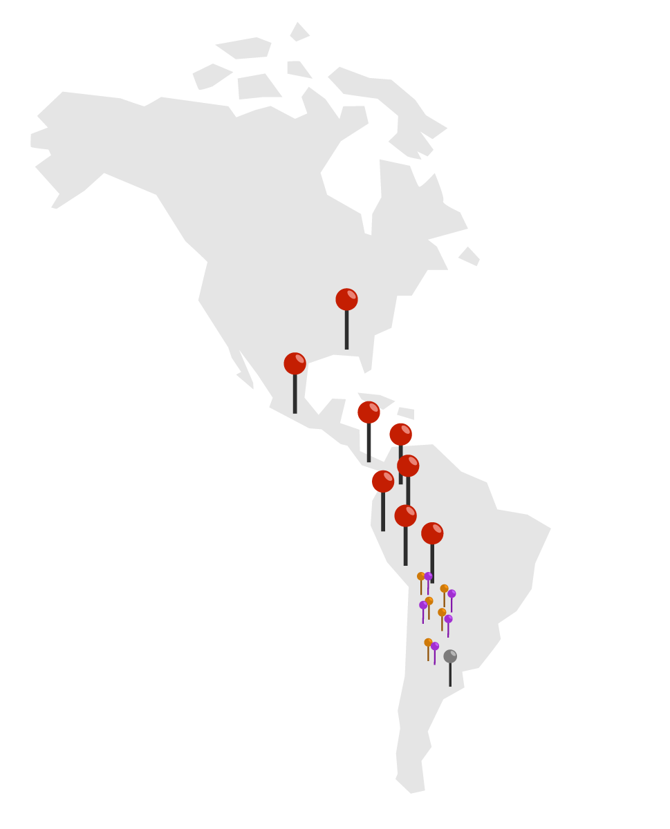 Map of VESOT's reach across Latin America
